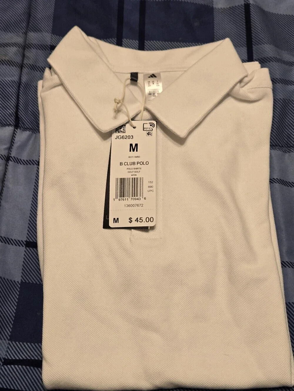 NWT Adidas Boys Pique Polo Shirt